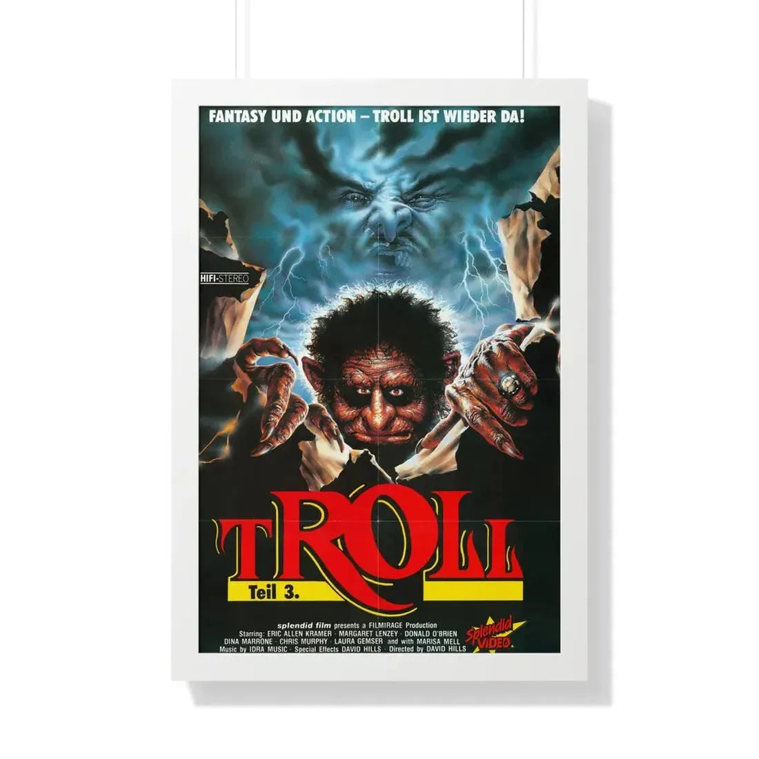 TROLL 3 (QUEST FOR THE MIGHTY SWORD) 1990 - Framed Movie Poster 20" x 30" White - The Sticker Space