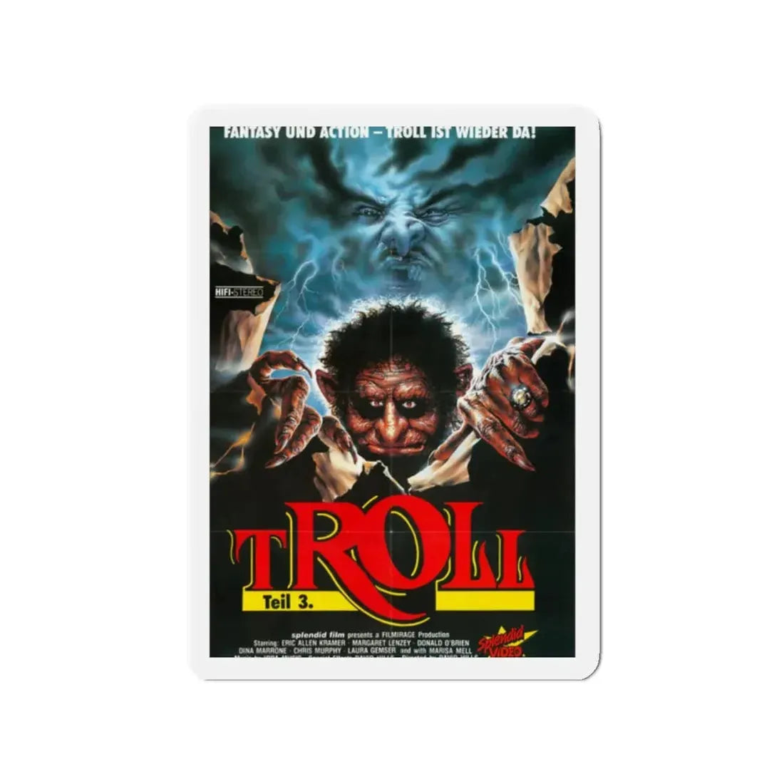 TROLL 3 (QUEST FOR THE MIGHTY SWORD) 1990 Movie Poster - Refrigerator Magnet 2 Inch Die-Cut - The Sticker Space