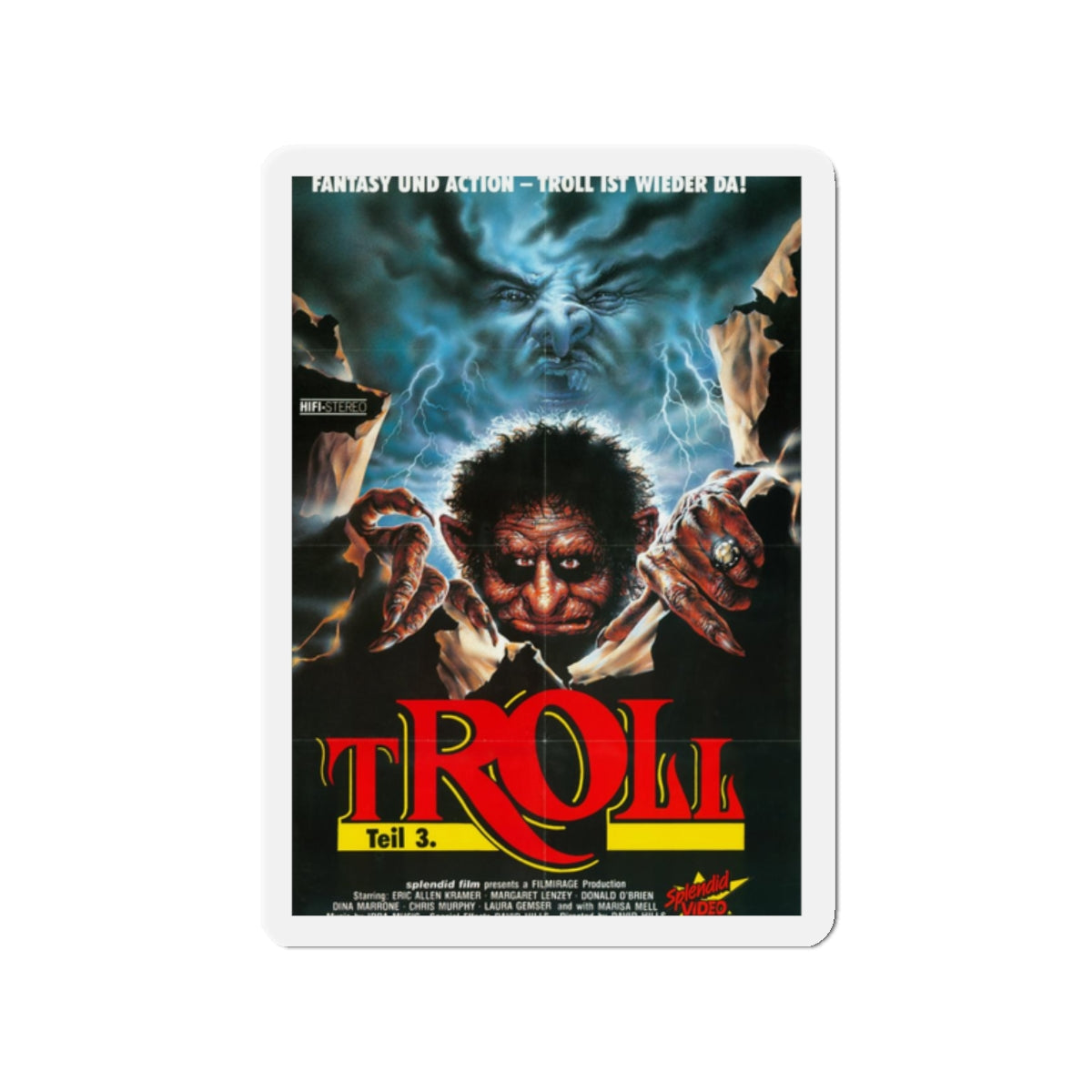 TROLL 3 (QUEST FOR THE MIGHTY SWORD) 1990 Movie Poster - Refrigerator Magnet