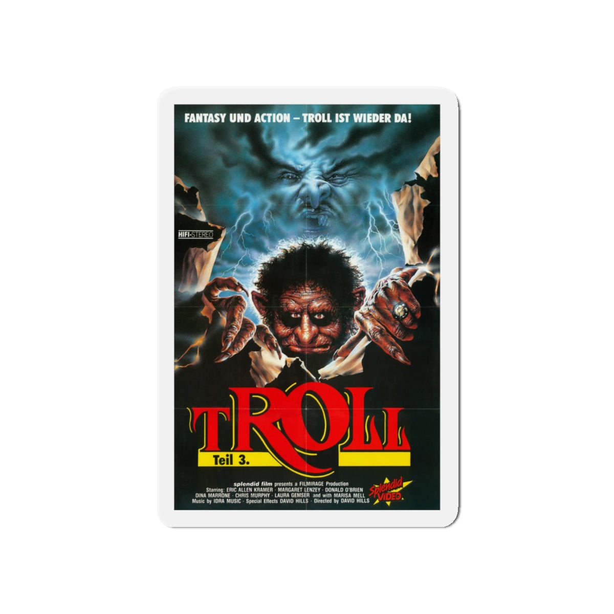 TROLL 3 (QUEST FOR THE MIGHTY SWORD) 1990 Movie Poster - Refrigerator Magnet