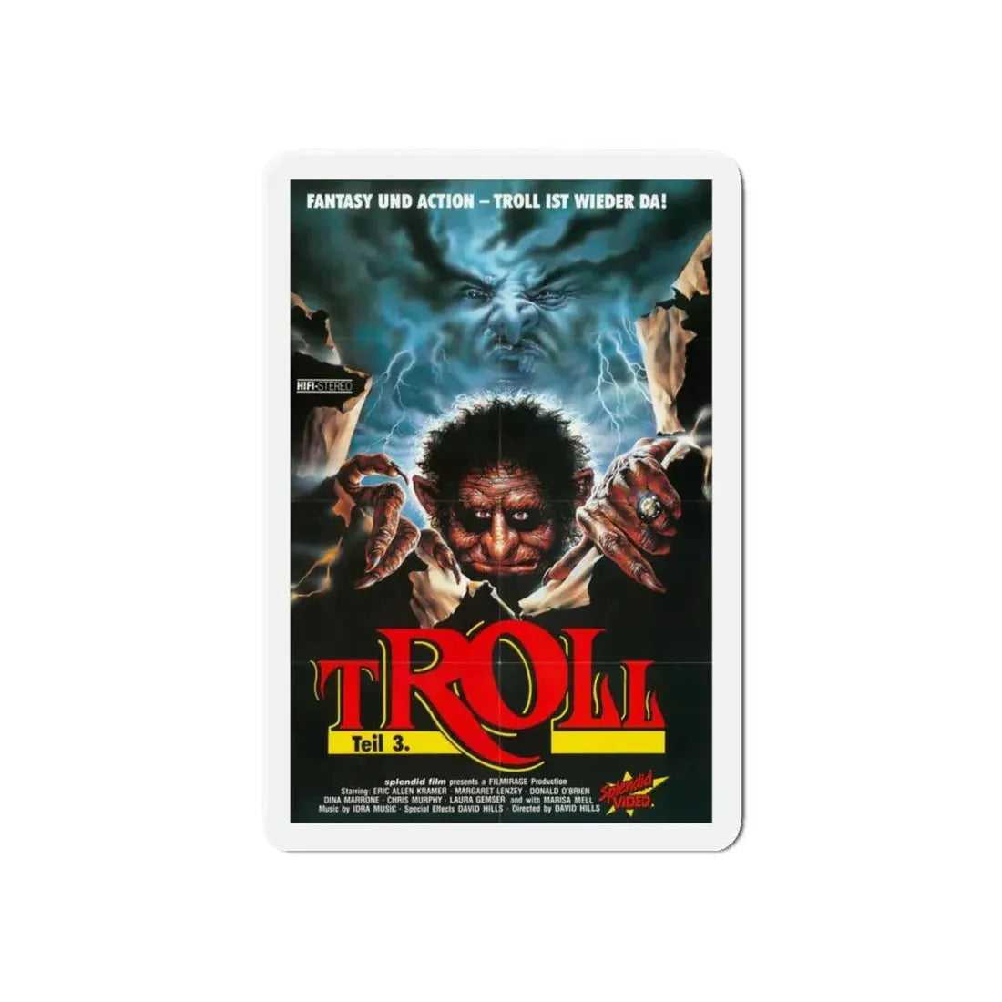 TROLL 3 (QUEST FOR THE MIGHTY SWORD) 1990 Movie Poster - Refrigerator Magnet 6 Inch Die-Cut - The Sticker Space
