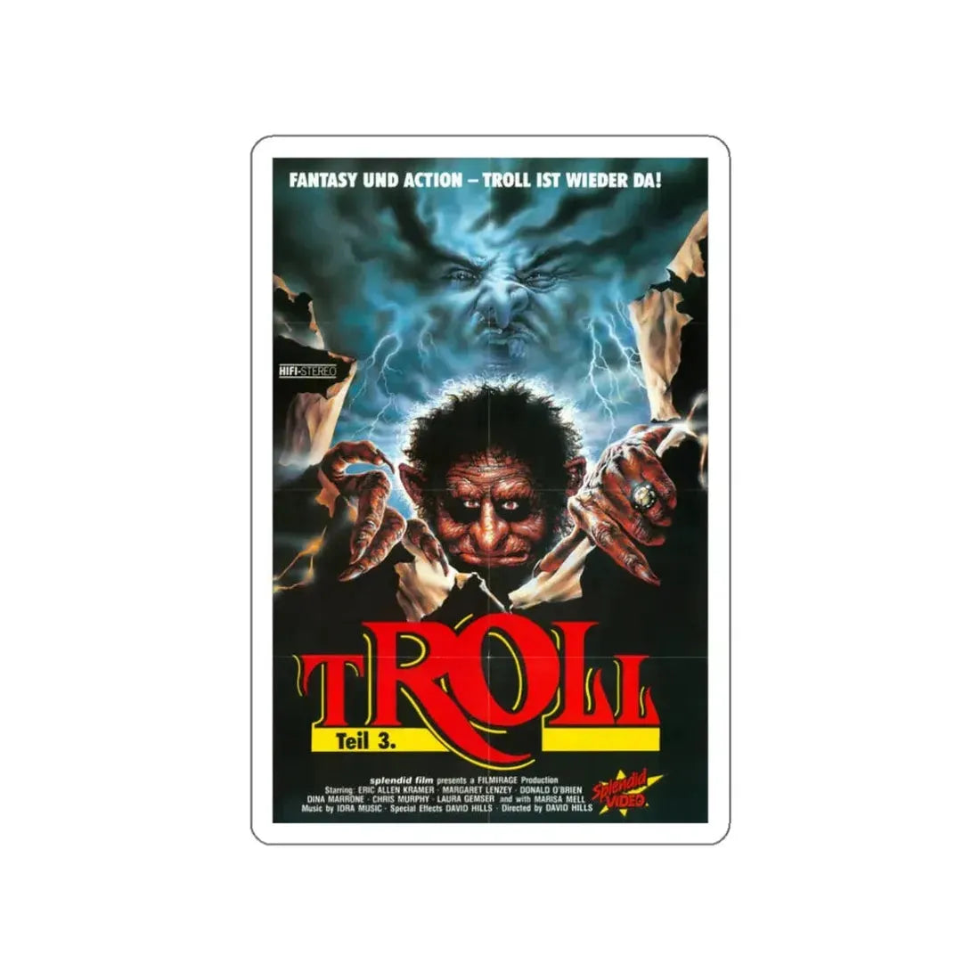 TROLL 3 (QUEST FOR THE MIGHTY SWORD) 1990 Movie Poster STICKER Vinyl Die-Cut Decal 3 Inch - The Sticker Space