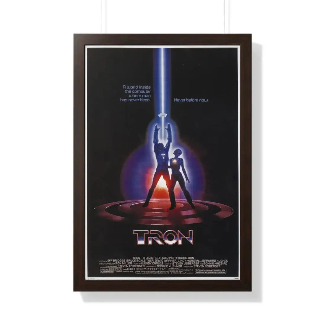 TRON 1982 - Framed Movie Poster 20" x 30" Walnut - The Sticker Space