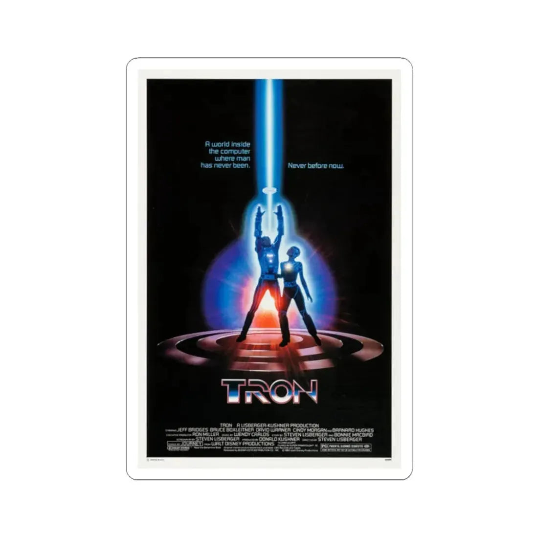 Tron 1982 Movie Poster - STICKER Vinyl Kiss-Cut Decal 2 Inch White - The Sticker Space