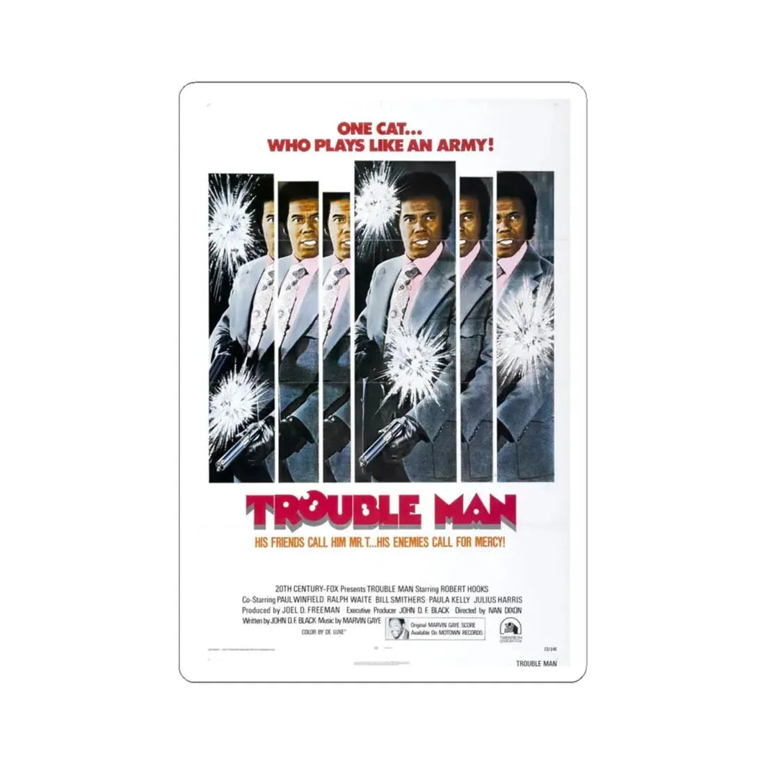 Trouble Man 1972 Movie Poster - STICKER Vinyl Kiss-Cut Decal 4 Inch White - The Sticker Space