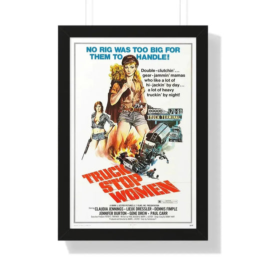 TRUCK STOP WOMEN 1974 - Framed Movie Poster 16″ x 24″ Black - The Sticker Space