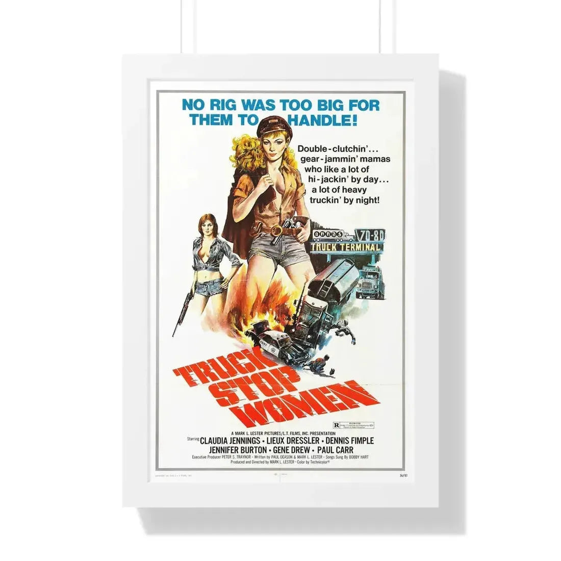 TRUCK STOP WOMEN 1974 - Framed Movie Poster 16″ x 24″ White - The Sticker Space