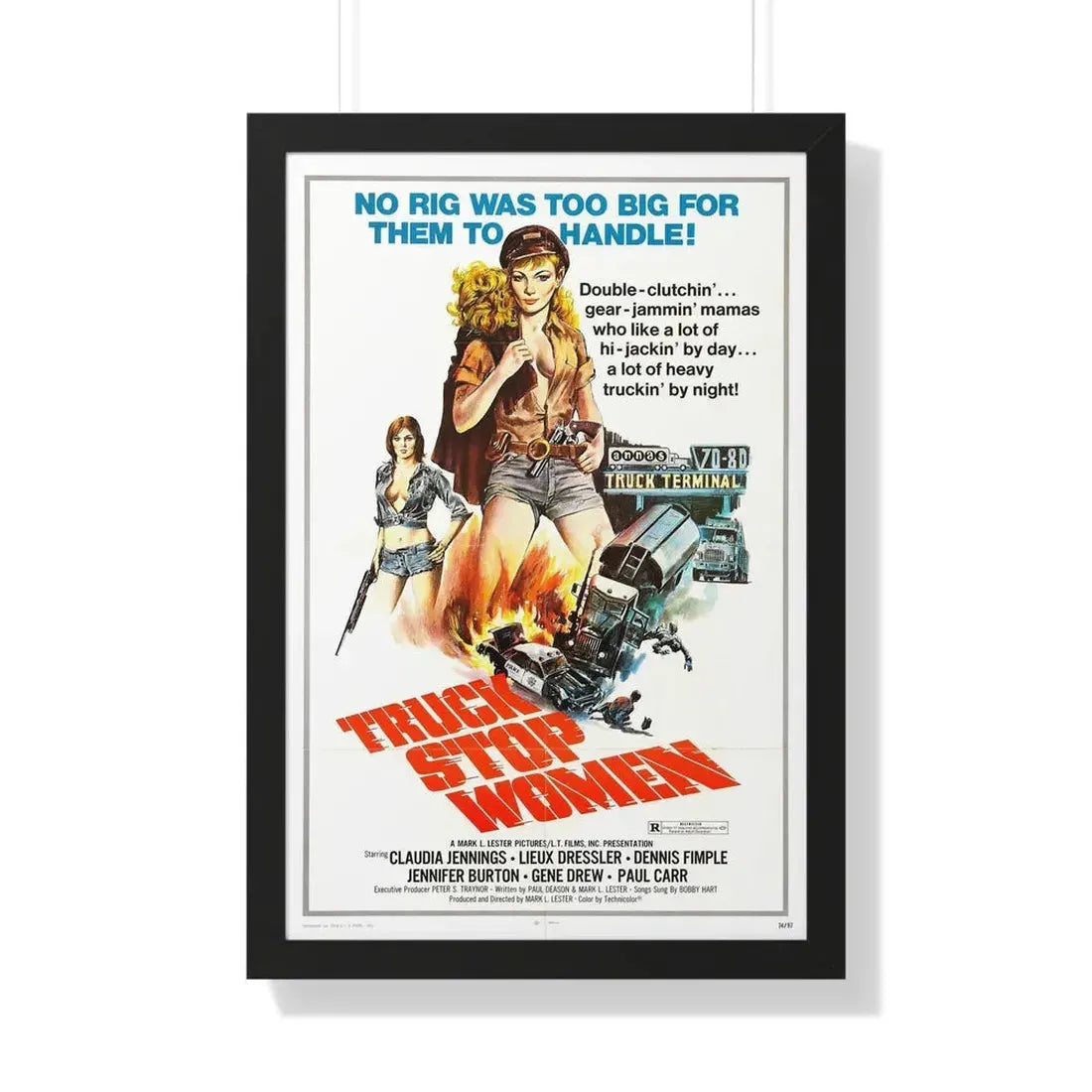 TRUCK STOP WOMEN 1974 - Framed Movie Poster 20" x 30" Black - The Sticker Space