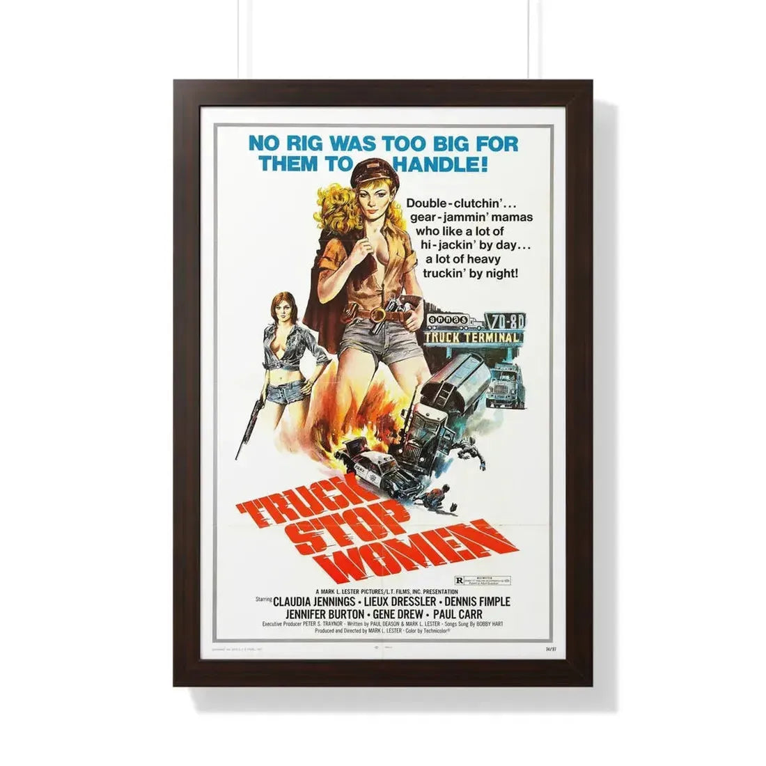 TRUCK STOP WOMEN 1974 - Framed Movie Poster 20" x 30" Walnut - The Sticker Space