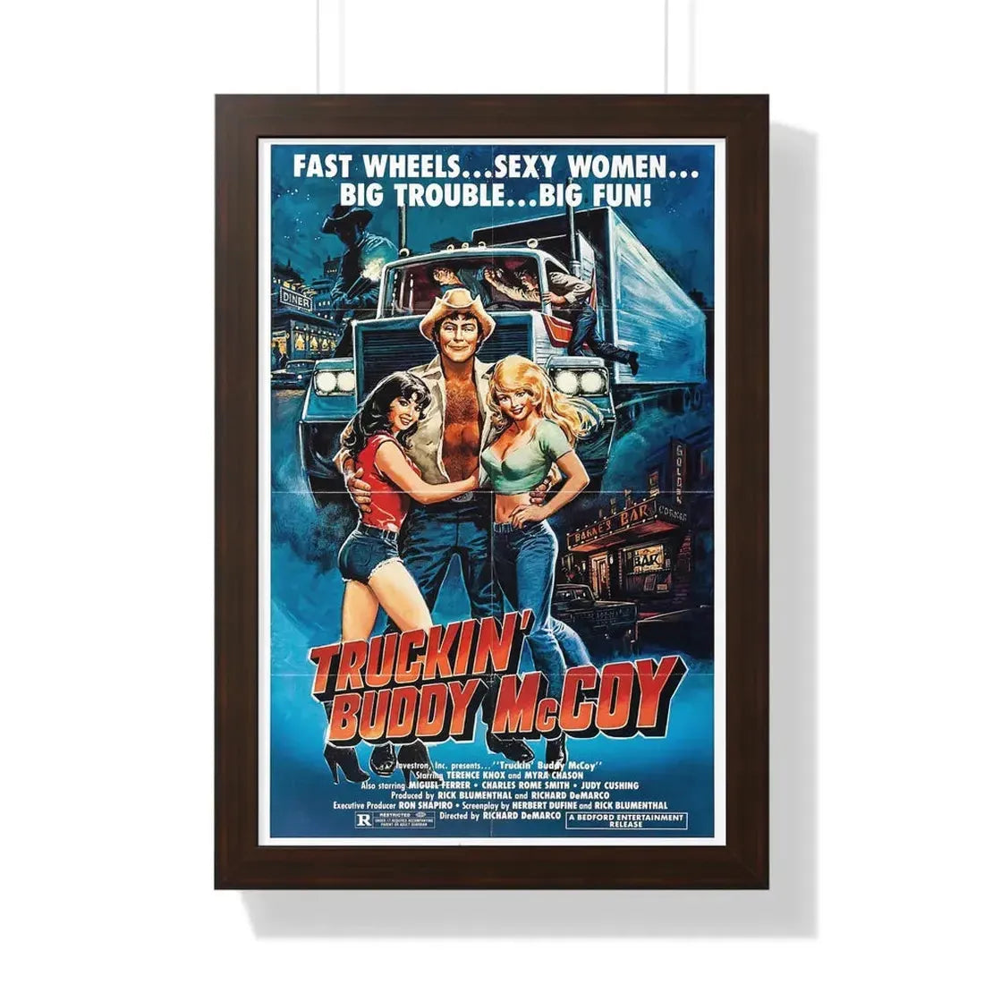 TRUCKIN' BUDDY MCCOY 1982 - Framed Movie Poster 16″ x 24″ Walnut - The Sticker Space