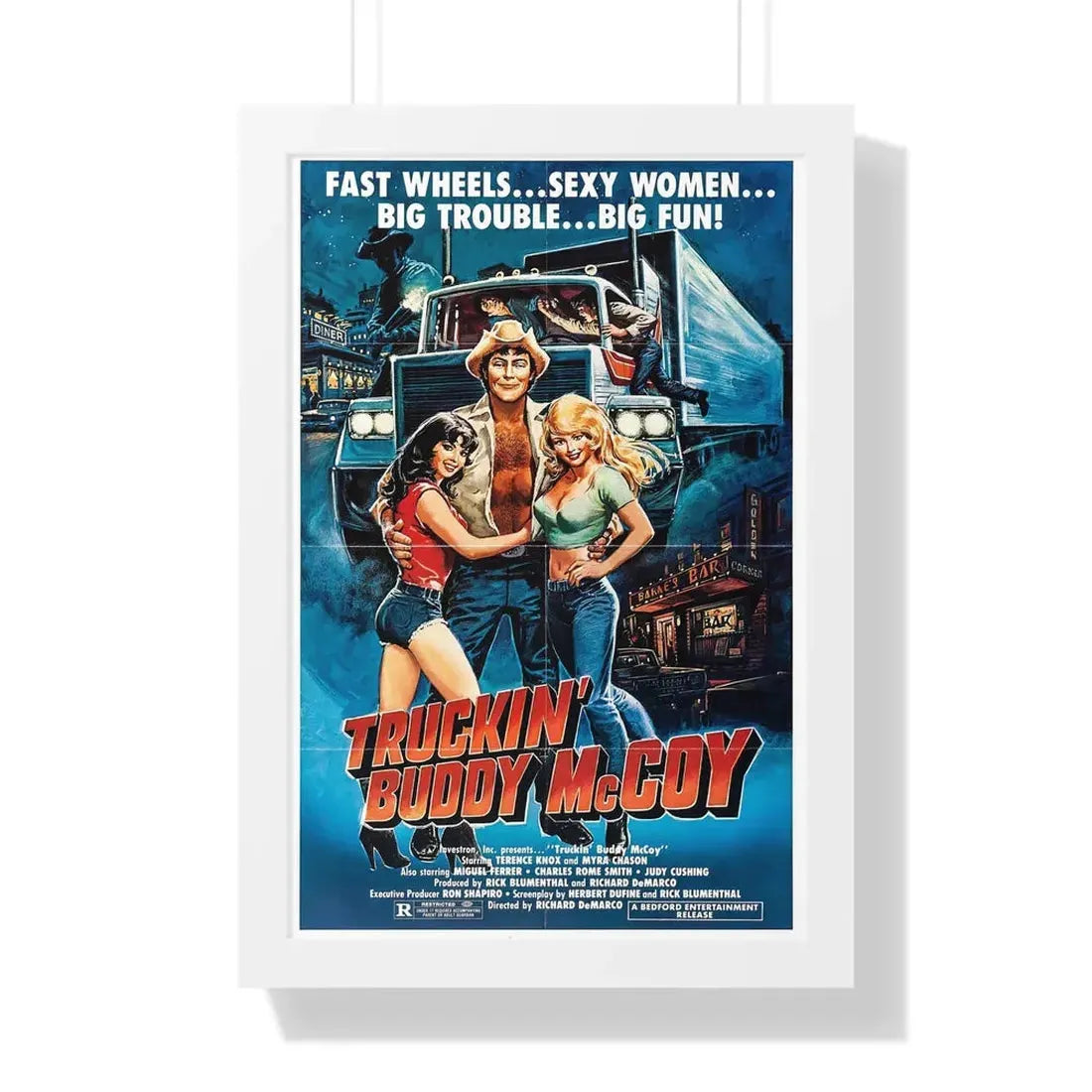 TRUCKIN' BUDDY MCCOY 1982 - Framed Movie Poster 16″ x 24″ White - The Sticker Space