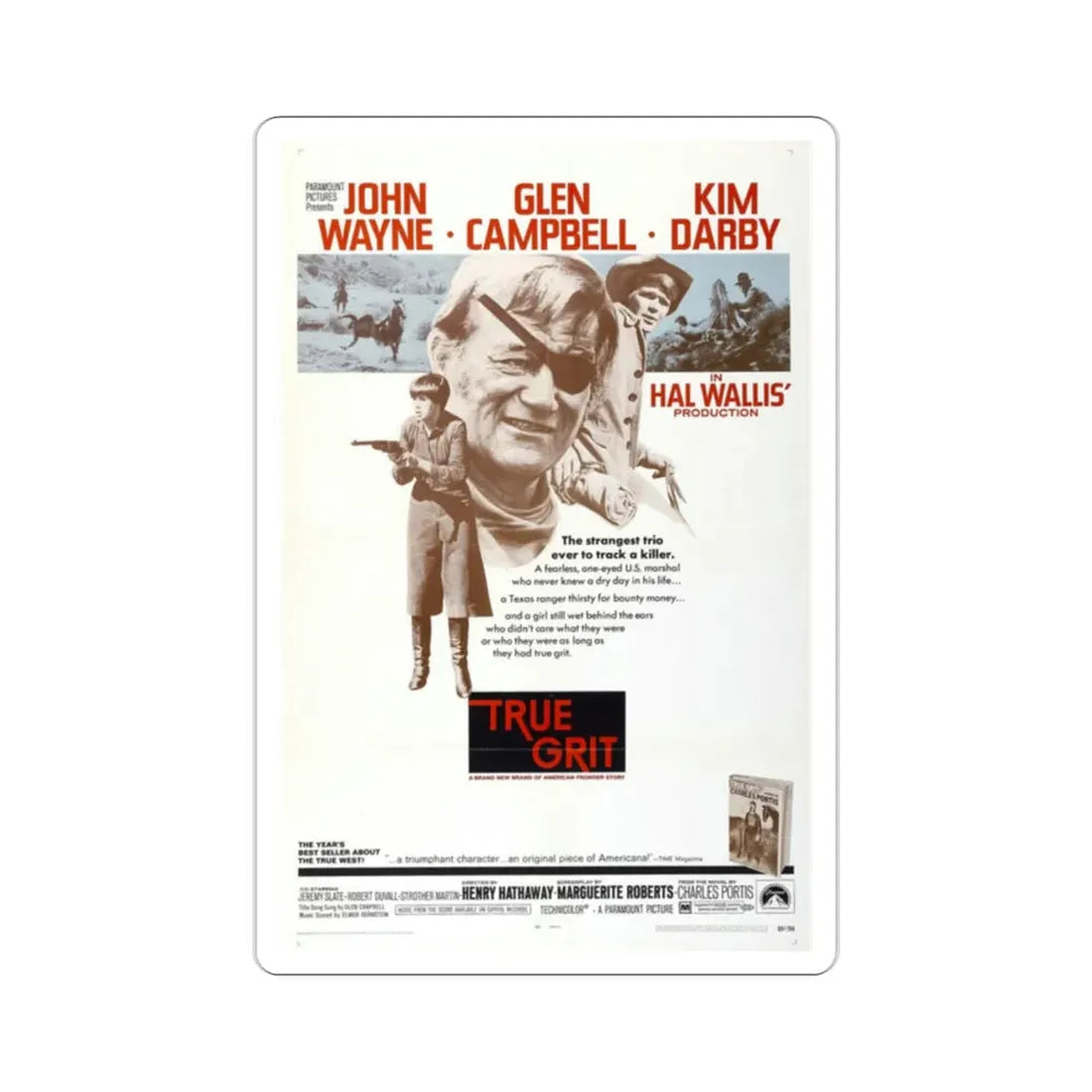 True Grit 1969 Movie Poster STICKER Vinyl Die-Cut Decal 2 Inch - The Sticker Space