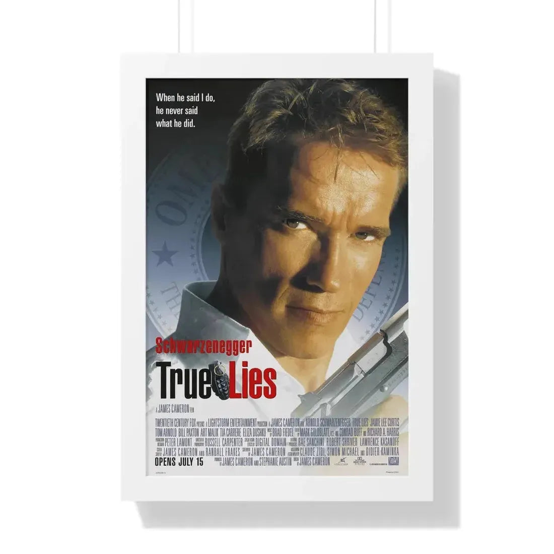 TRUE LIES 1994 - Framed Movie Poster 16″ x 24″ White - The Sticker Space