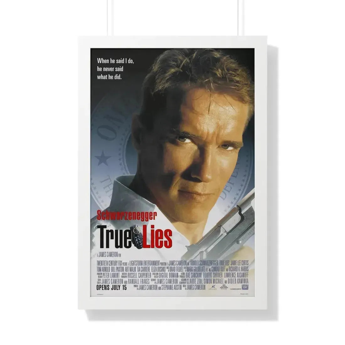 TRUE LIES 1994 - Framed Movie Poster 20" x 30" White - The Sticker Space