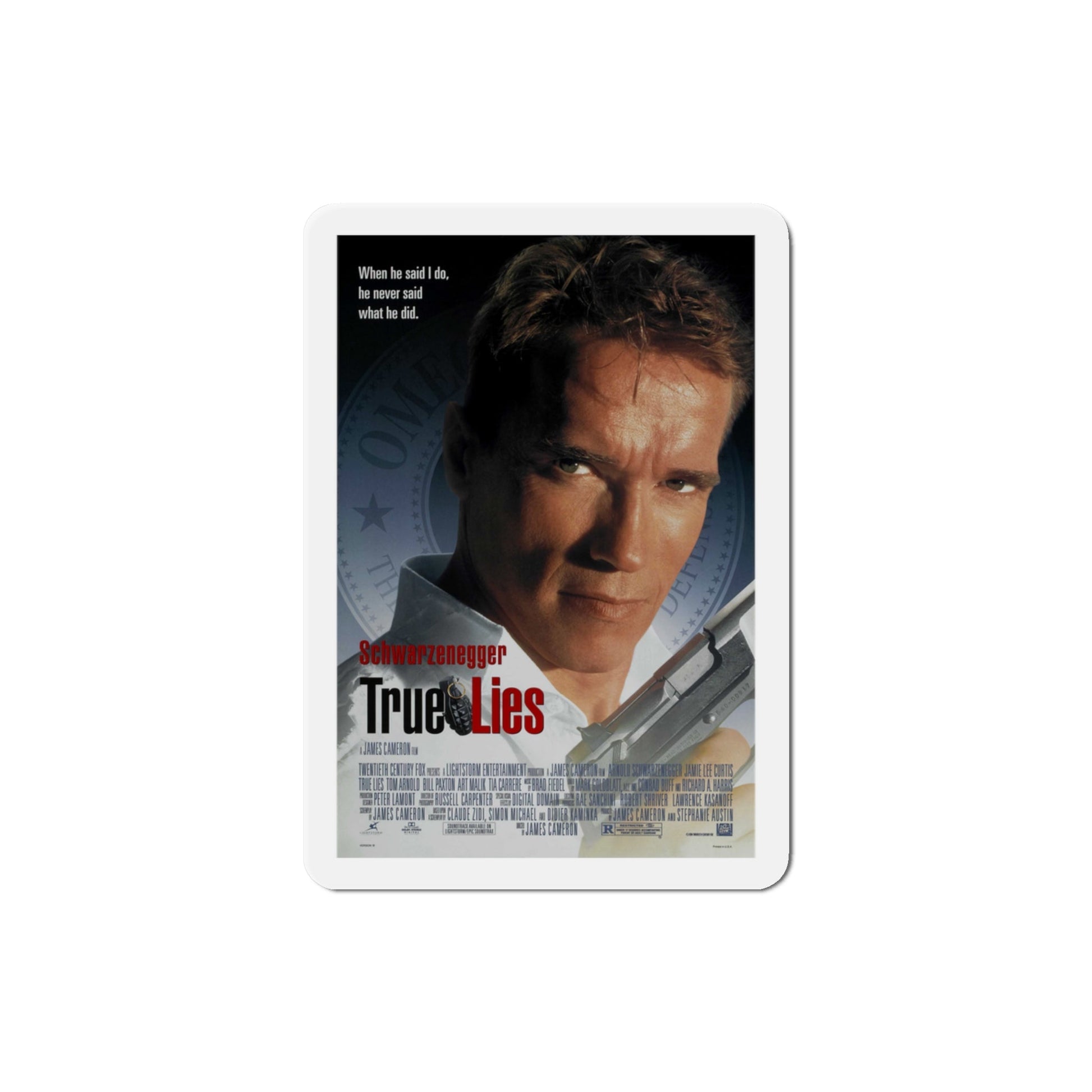 True Lies 1994 Movie Poster Die-Cut Magnet-3" x 3"-The Sticker Space