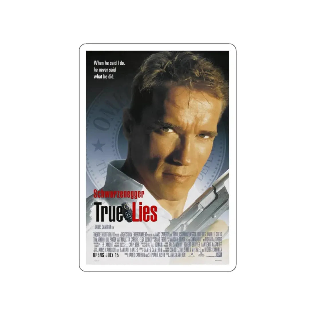 TRUE LIES 1994 Movie Poster STICKER Vinyl Die-Cut Decal 4 Inch - The Sticker Space