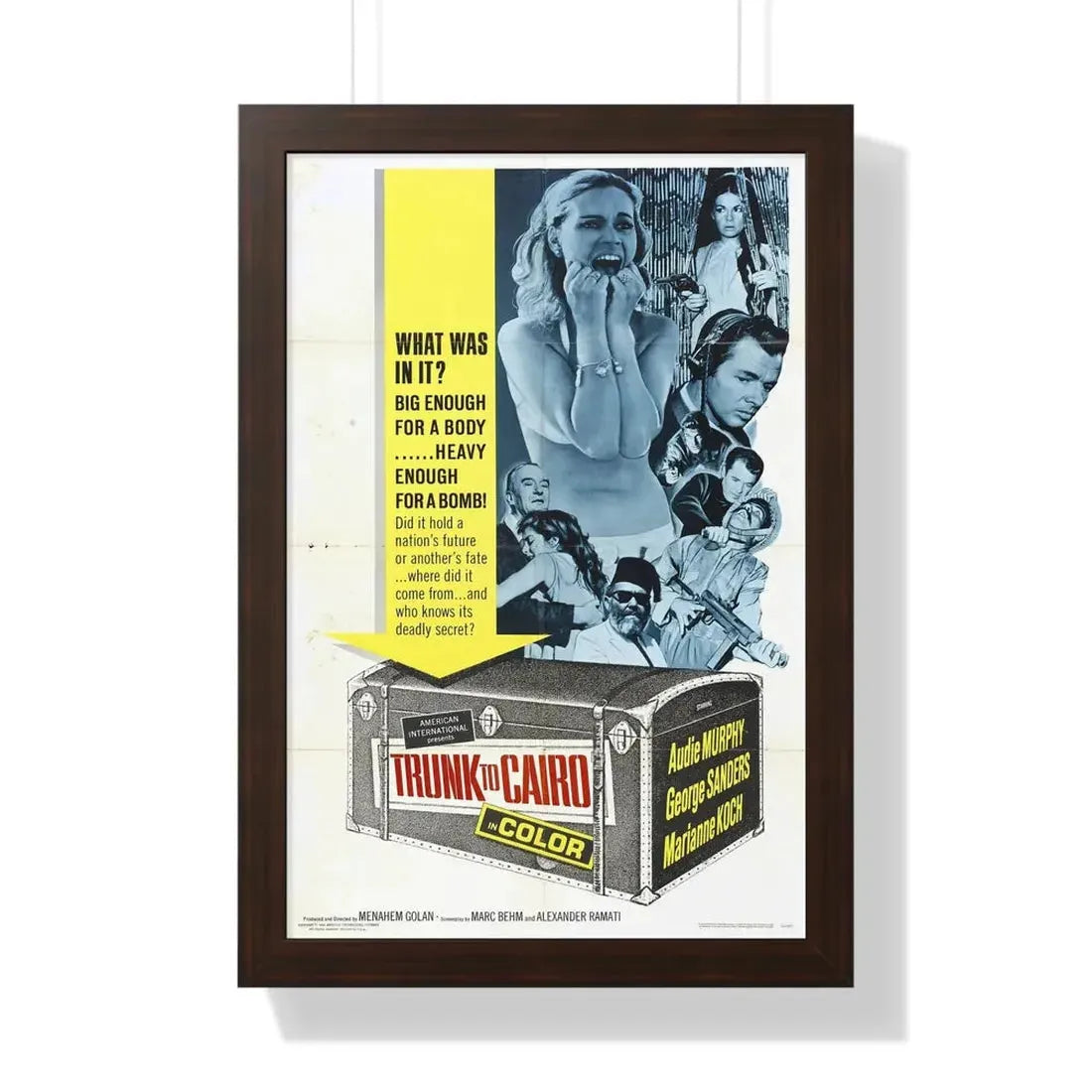 TRUNK TO CAIRO 1965 - Framed Movie Poster 16″ x 24″ Walnut - The Sticker Space