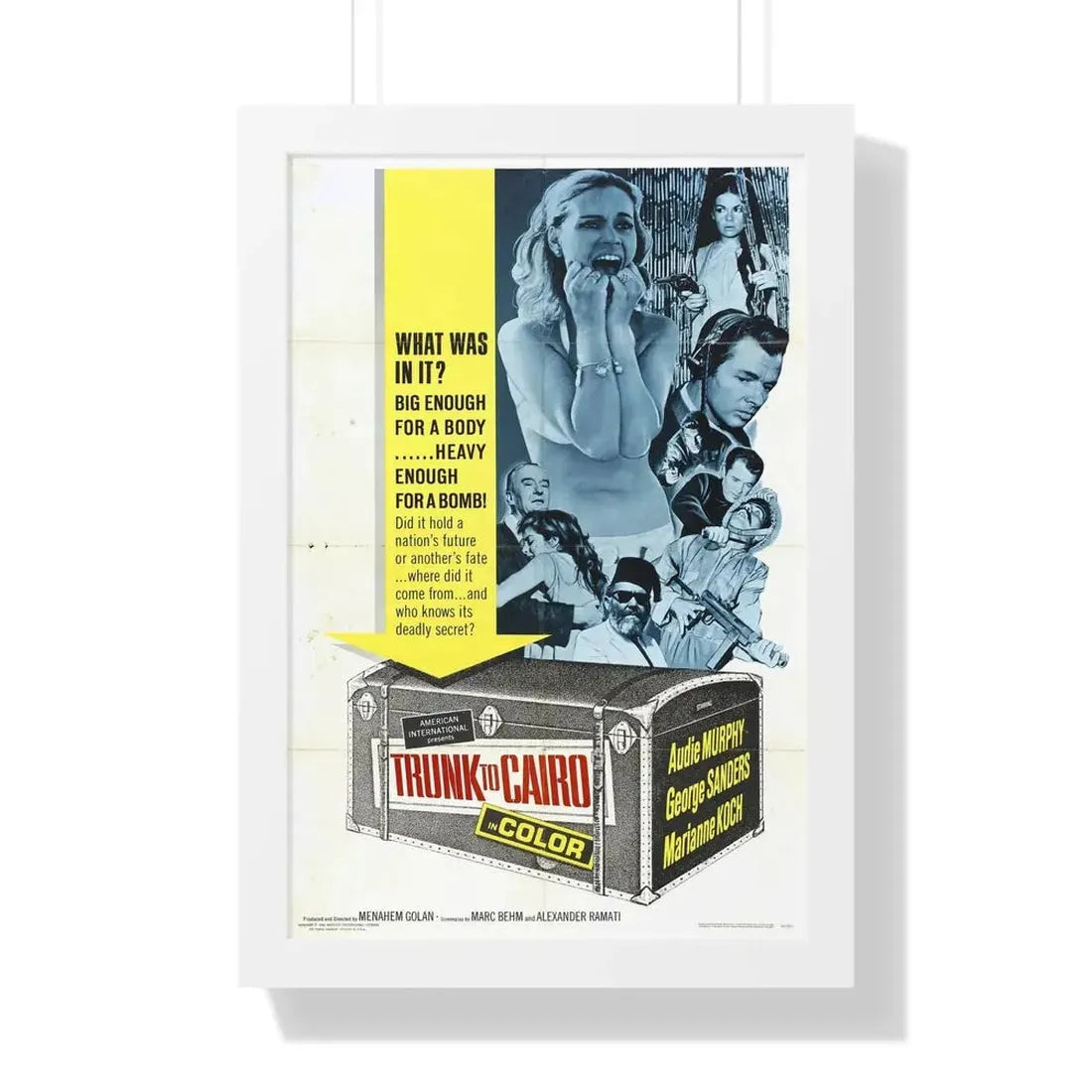 TRUNK TO CAIRO 1965 - Framed Movie Poster 16″ x 24″ White - The Sticker Space
