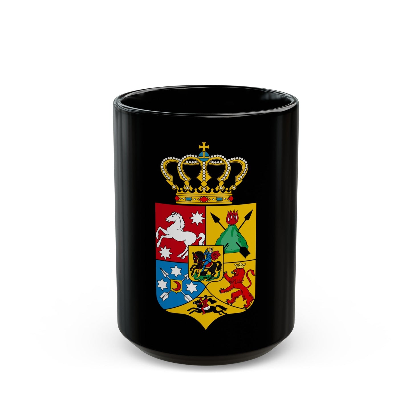 Tsardom of Georgian Emblem - Black Coffee Mug-15oz-The Sticker Space