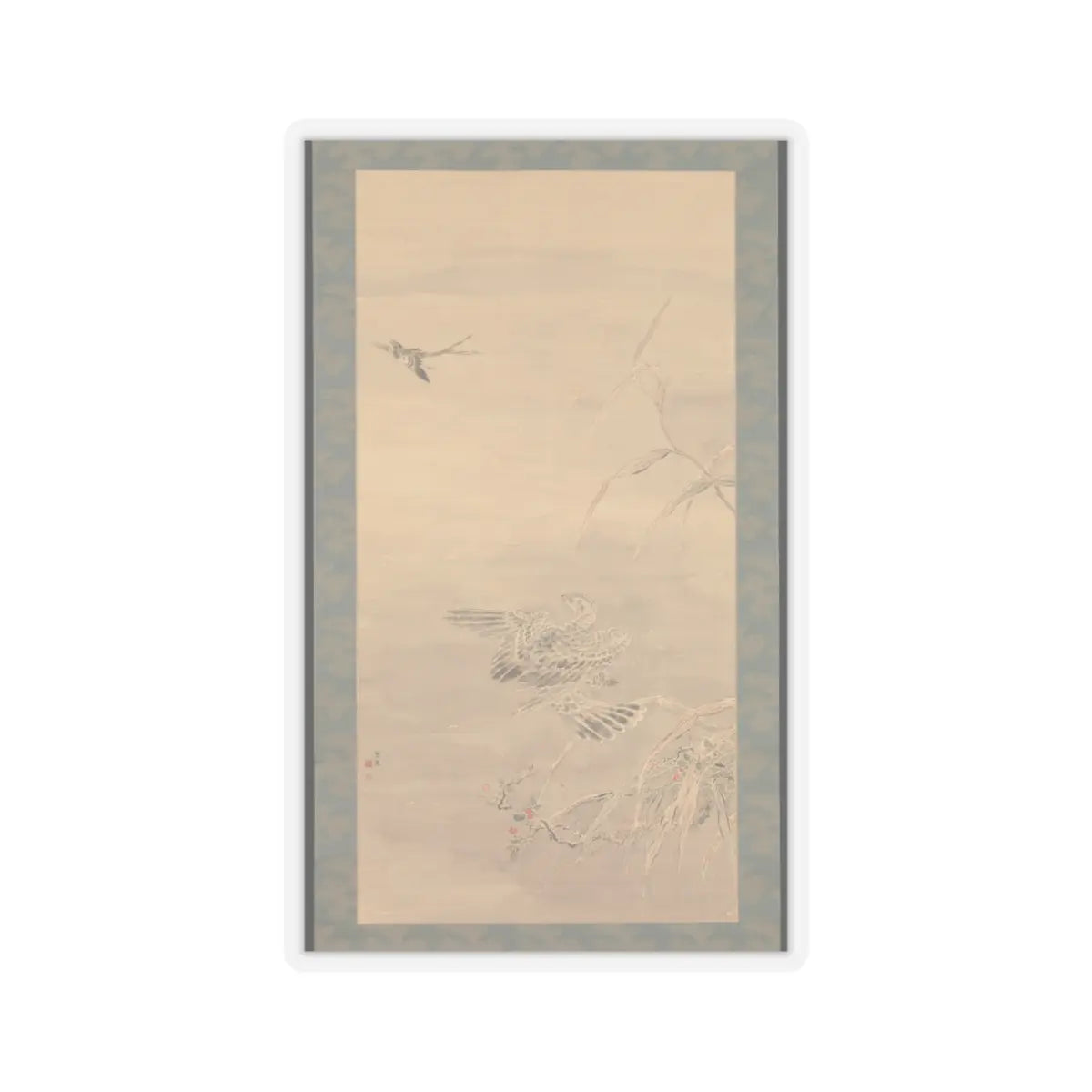 Tsubaki Chinzan - Hawk Grasping a Small Bird - mid-19th century v1 - STICKER Vinyl Kiss-Cut Decal