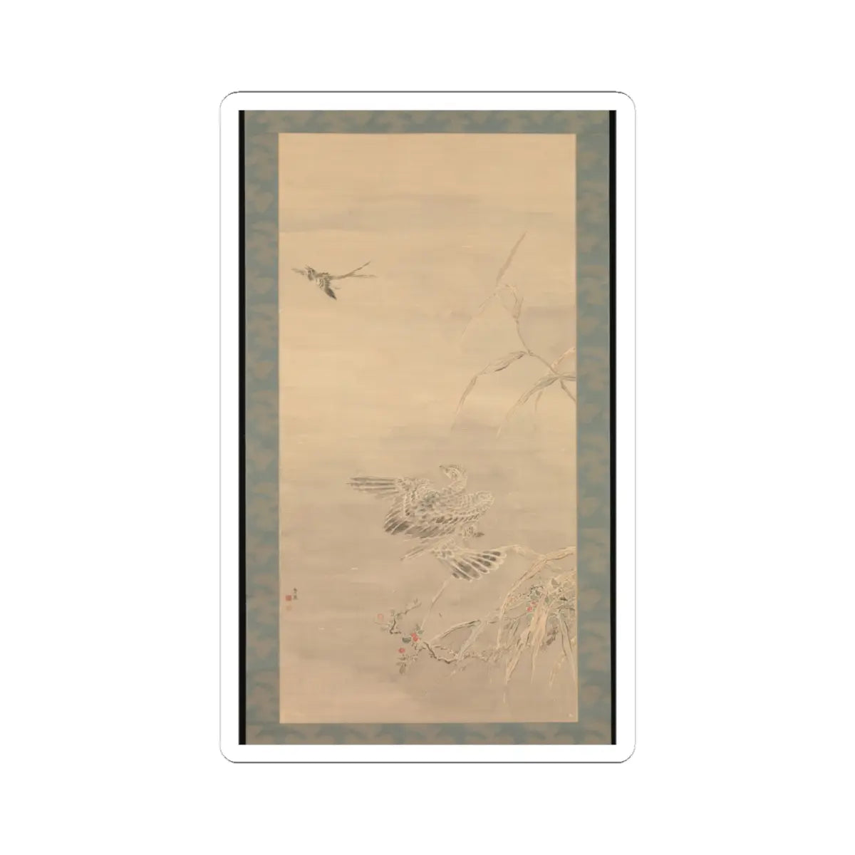 Tsubaki Chinzan - Hawk Grasping a Small Bird - mid-19th century v1 - STICKER Vinyl Kiss-Cut Decal