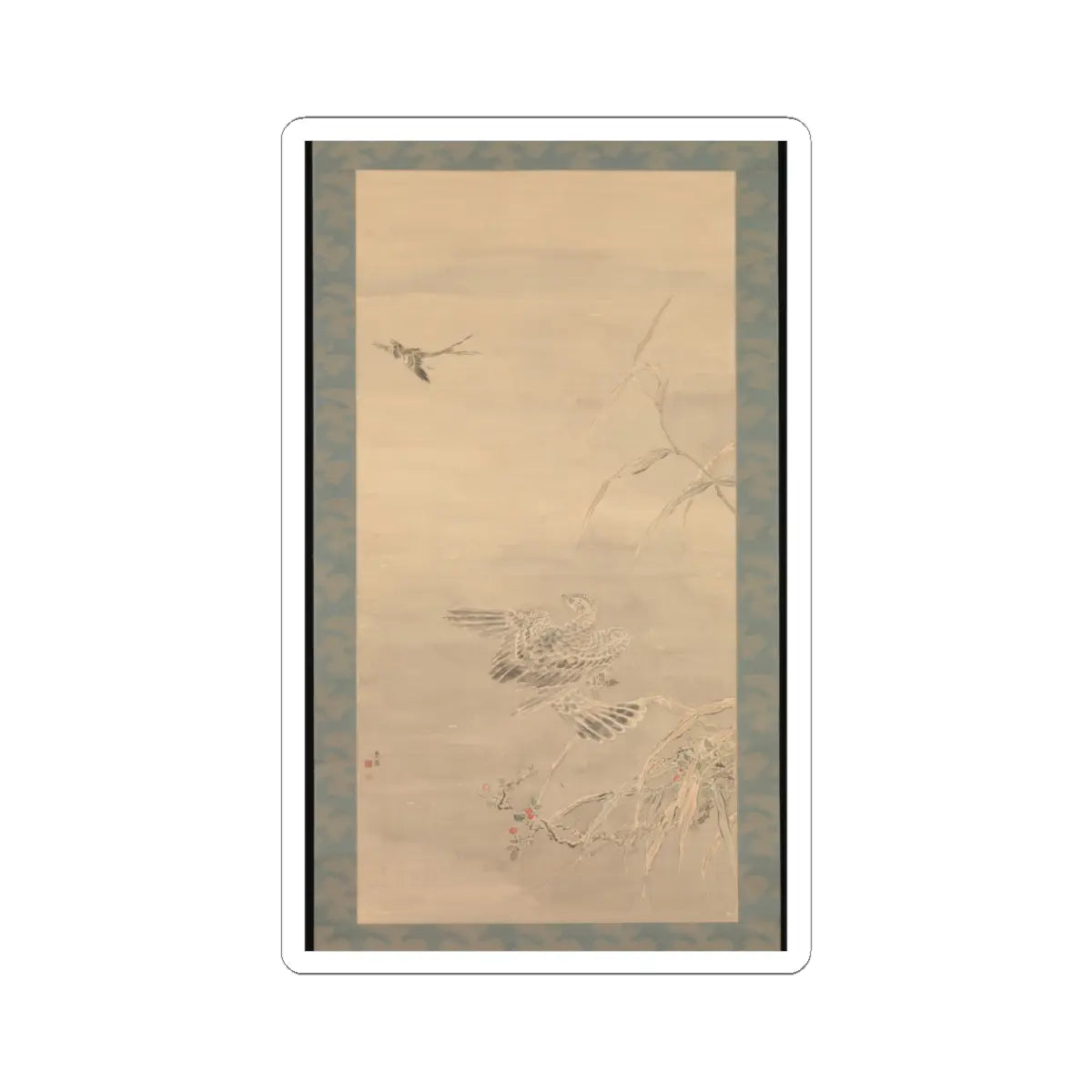 Tsubaki Chinzan - Hawk Grasping a Small Bird - mid-19th century v1 - STICKER Vinyl Kiss-Cut Decal