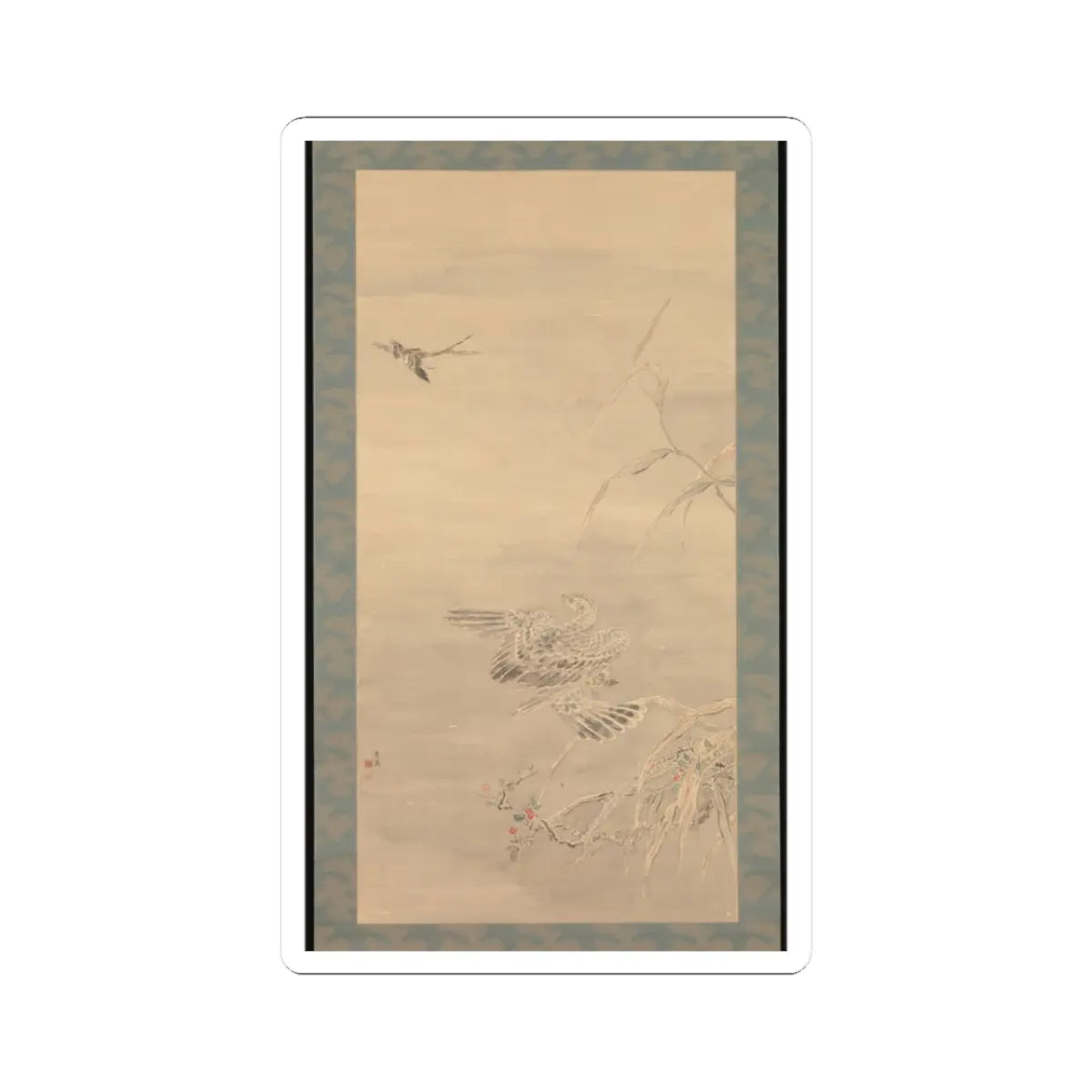 Tsubaki Chinzan - Hawk Grasping a Small Bird - mid-19th century v1 - STICKER Vinyl Kiss-Cut Decal