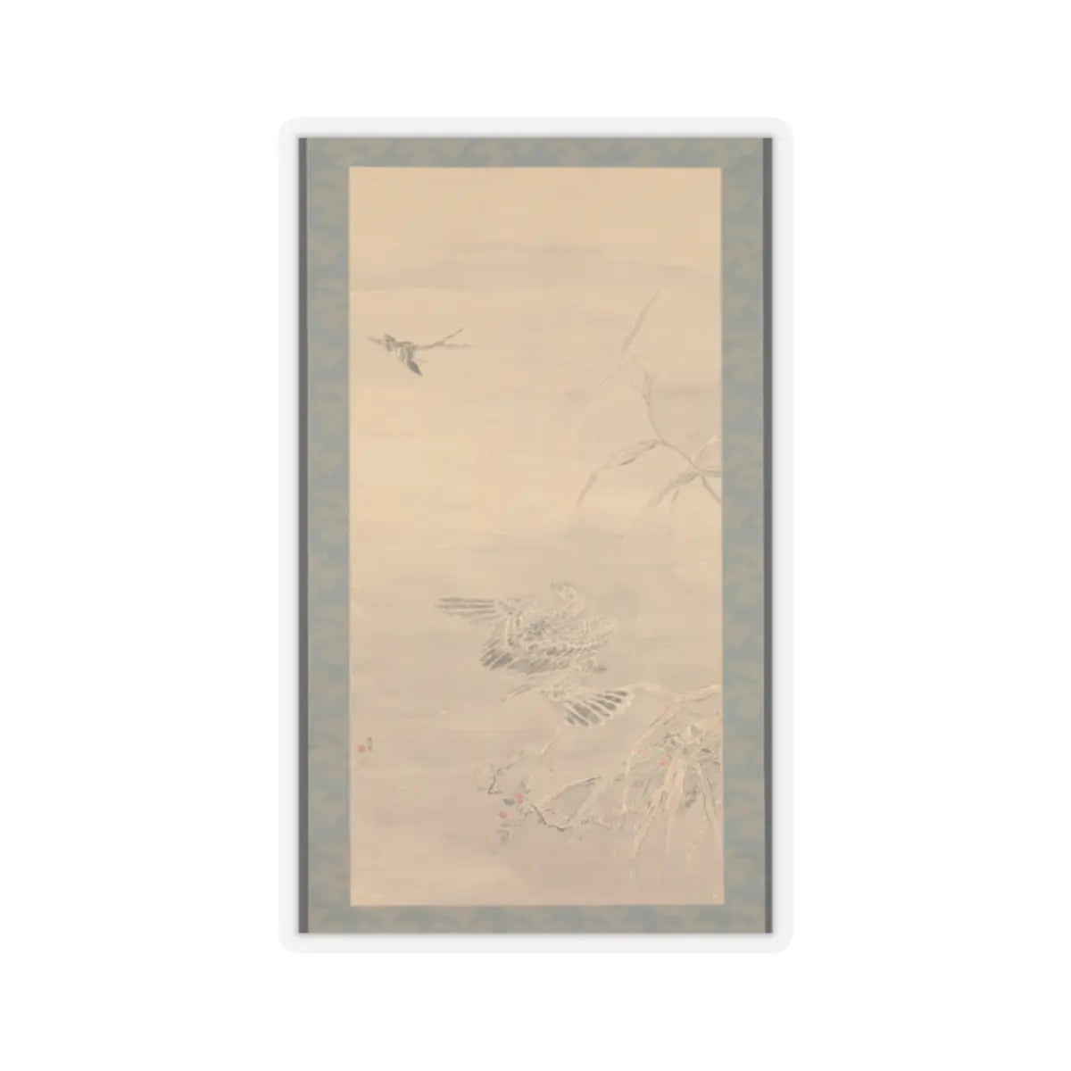 Tsubaki Chinzan - Hawk Grasping a Small Bird - mid-19th century v1 - STICKER Vinyl Kiss-Cut Decal