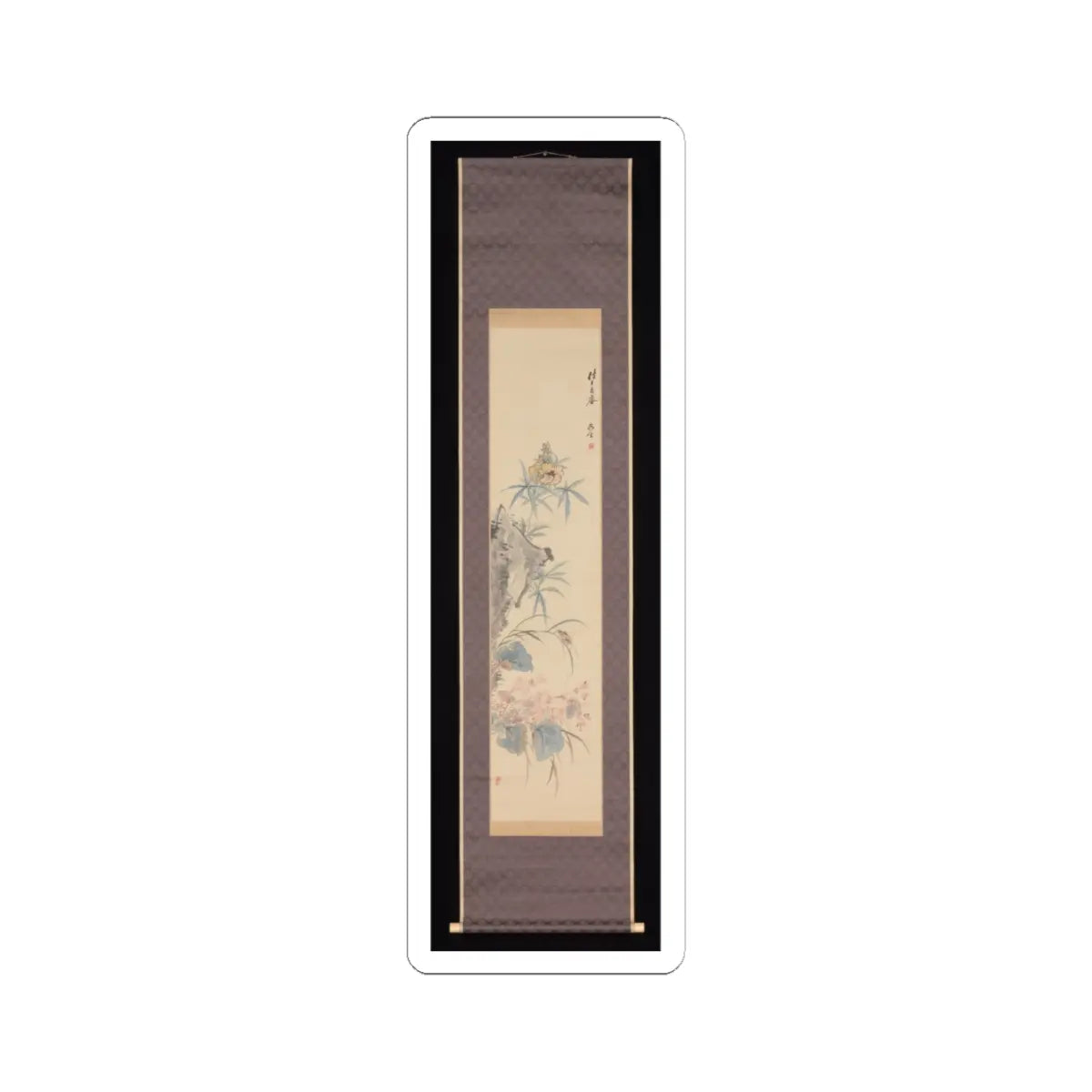 Tsubaki Chinzan - Rock and Autumn Flowers - 1854 v2 - STICKER Vinyl Kiss-Cut Decal
