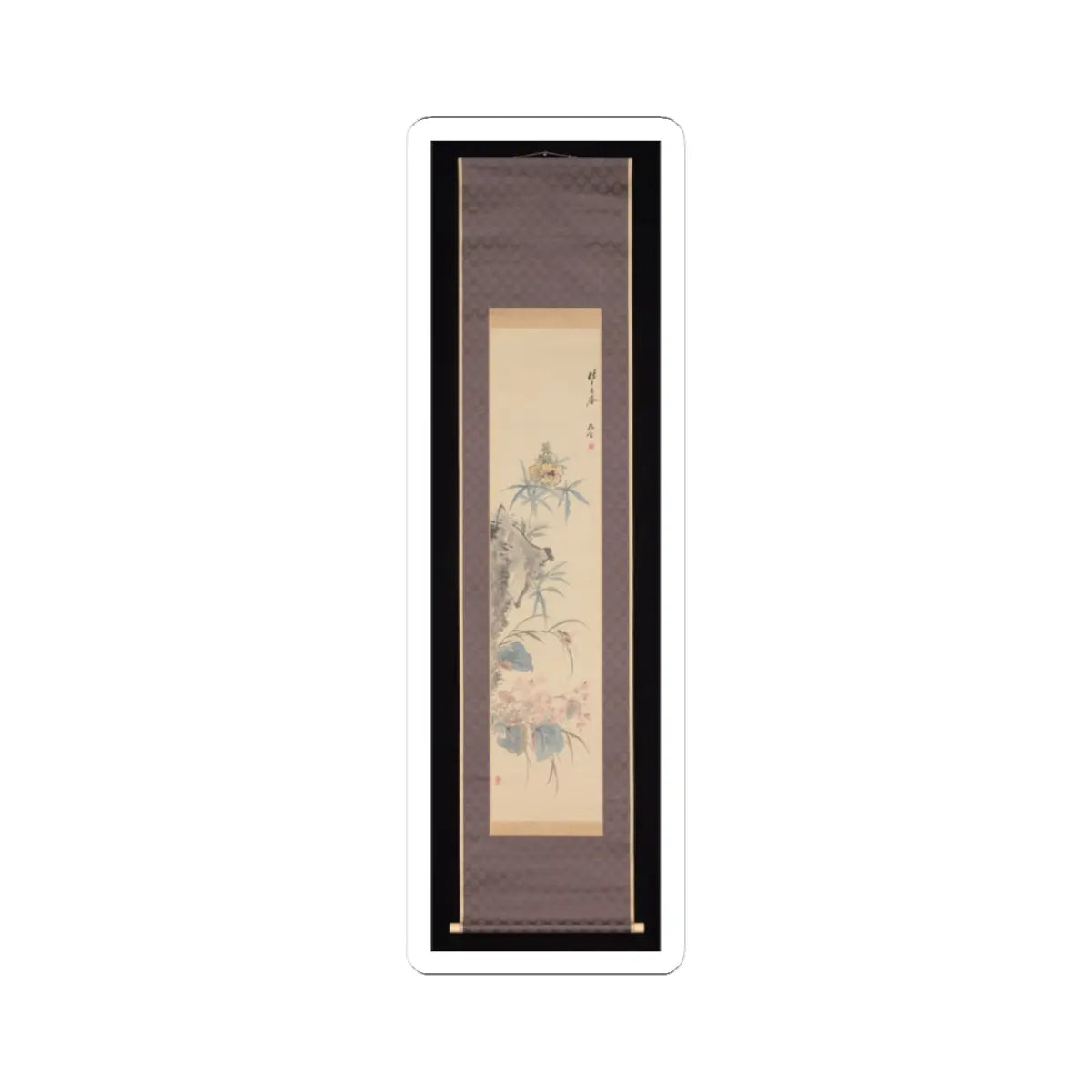 Tsubaki Chinzan - Rock and Autumn Flowers - 1854 v2 - STICKER Vinyl Kiss-Cut Decal