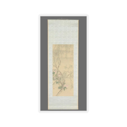 Tsubaki Chinzan - Small Birds on a Willow Branch and Hibiscus Blossoms - 1850 v3 - STICKER Vinyl Kiss-Cut Decal