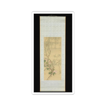 Tsubaki Chinzan - Small Birds on a Willow Branch and Hibiscus Blossoms - 1850 v3 - STICKER Vinyl Kiss-Cut Decal