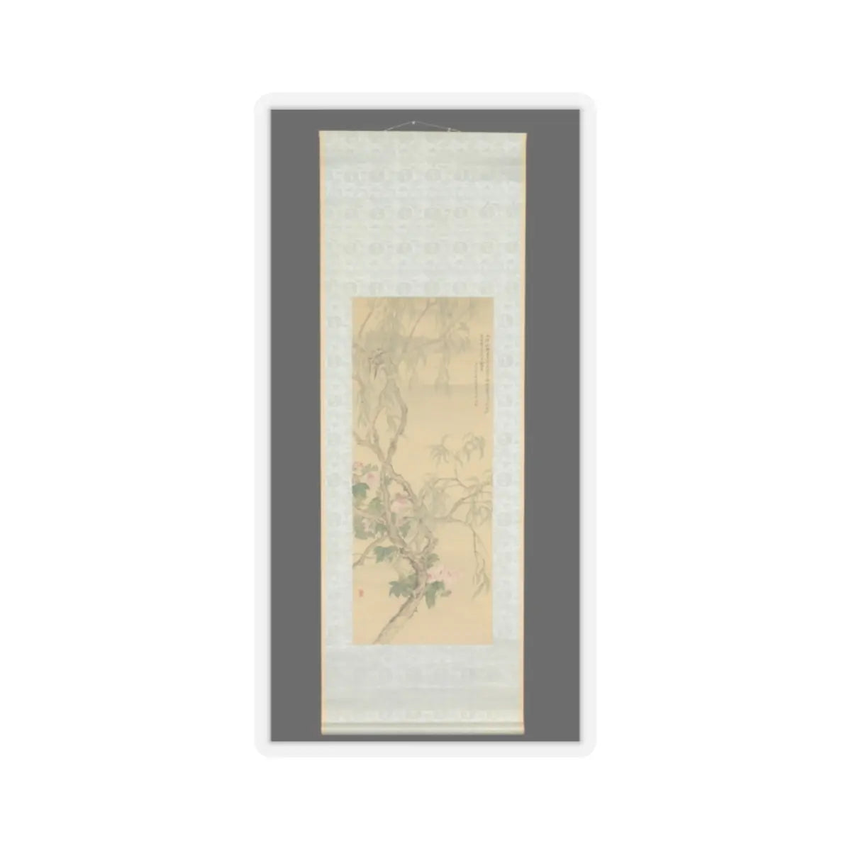 Tsubaki Chinzan - Small Birds on a Willow Branch and Hibiscus Blossoms - 1850 v3 - STICKER Vinyl Kiss-Cut Decal