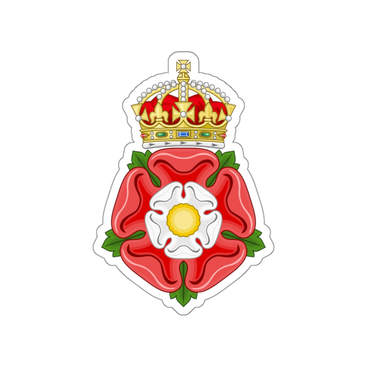 Tudor Rose, royally crowned STICKER Vinyl Die-Cut Decal-White-The Sticker Space