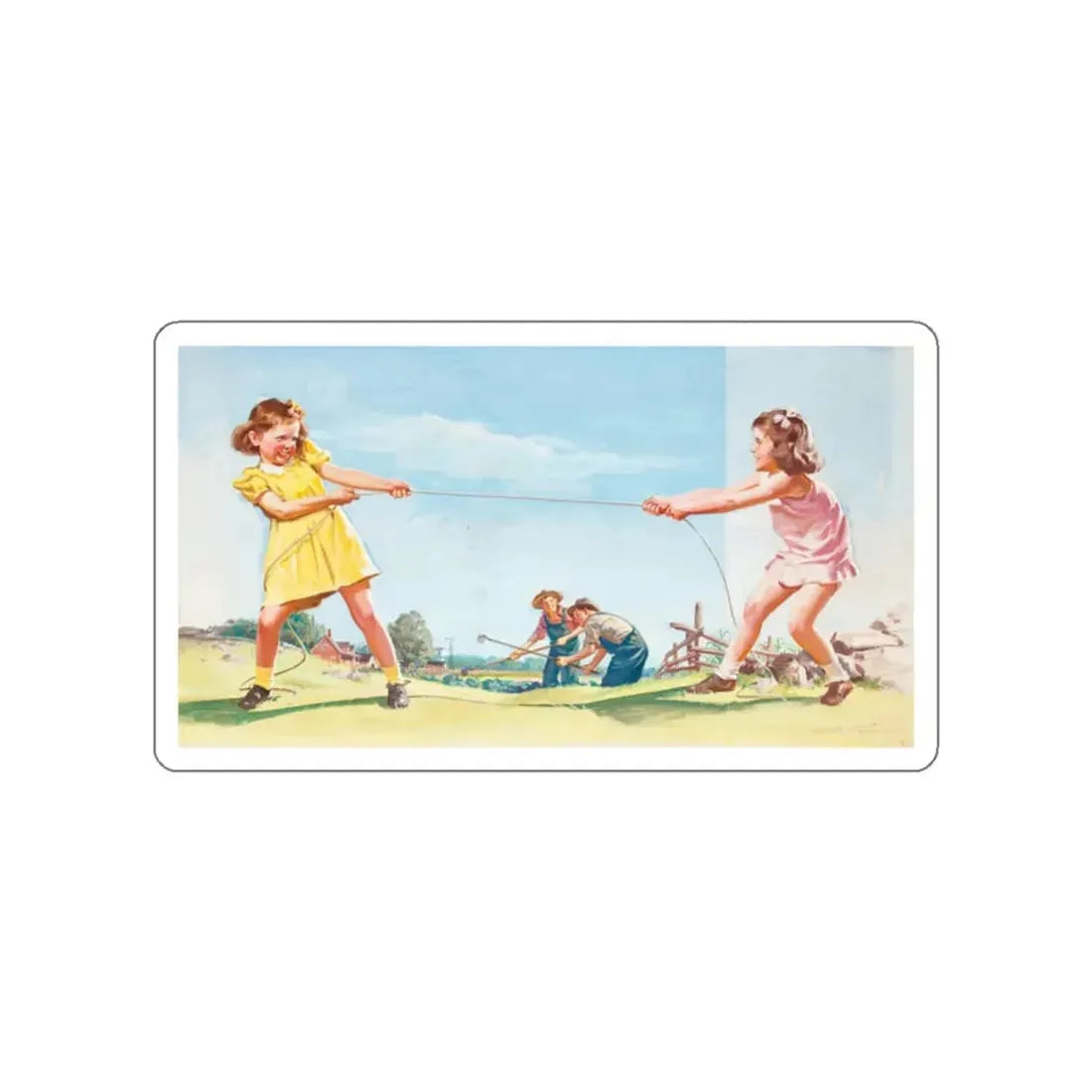 Tug-a-War (Magazine Illustration) STICKER Vinyl Die-Cut Decal White Die-Cut 2 Inch - The Sticker Space