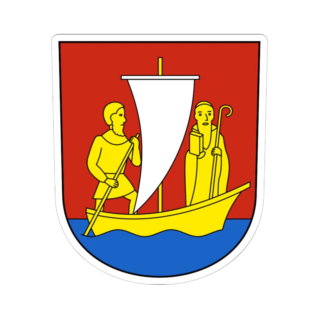 Tuggen-blazon (Switzerland) (Coat of Arms) STICKER Vinyl Kiss-Cut Decal 6 Inch White - The Sticker Space