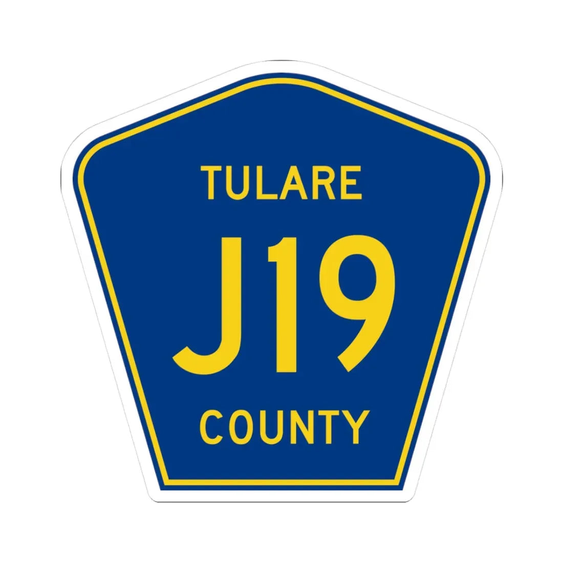 Tulare County J19 (California) (Road Sign) STICKER Vinyl Kiss-Cut Decal 3 Inch White - The Sticker Space