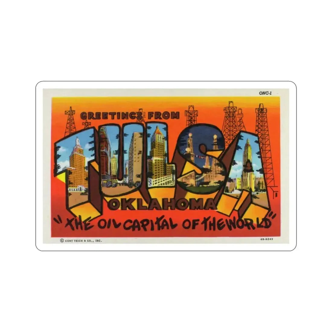 Tulsa Oklahoma v2 (Greeting Cards) STICKER Vinyl Die-Cut Decal 4 Inch - The Sticker Space