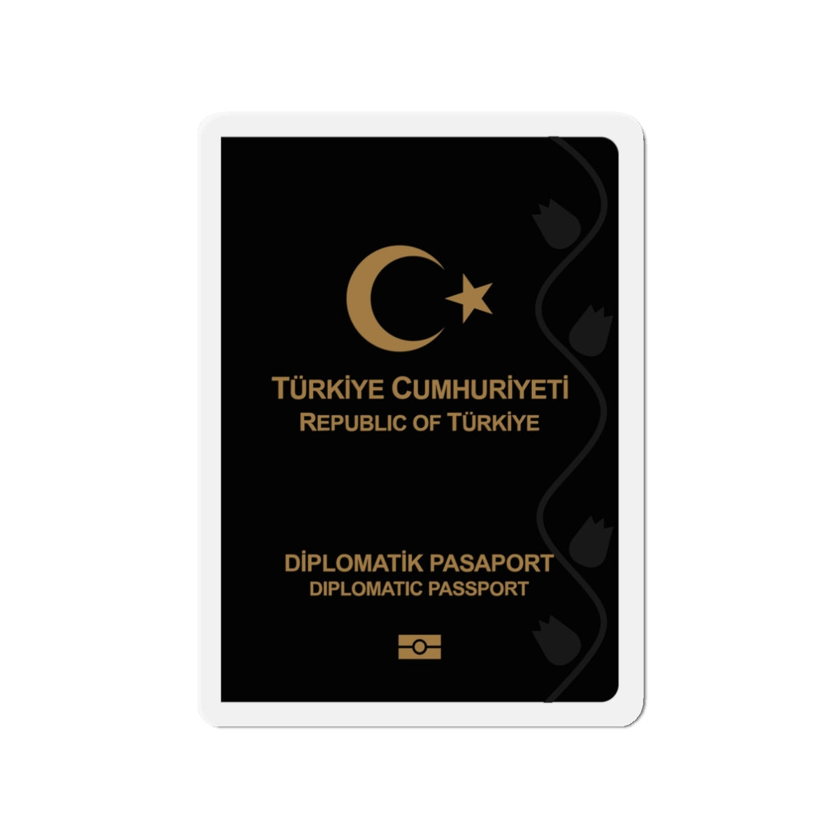 Turkish Passport (Diplomatic) - Die-Cut Magnet-3" x 3"-The Sticker Space