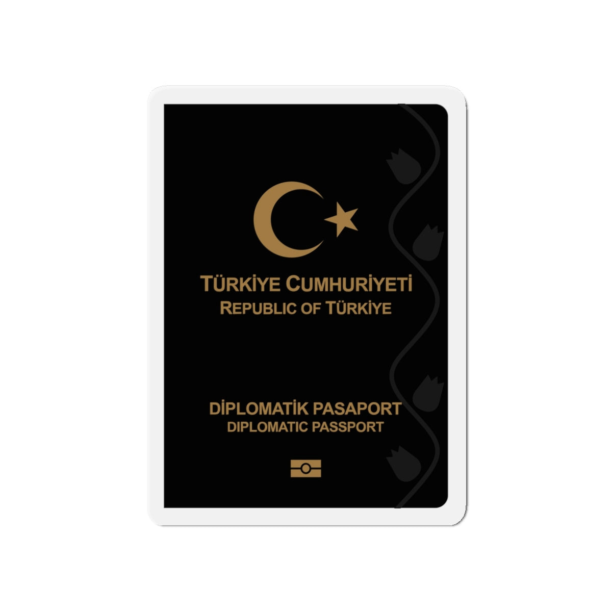 Turkish Passport (Diplomatic) - Die-Cut Magnet-4" x 4"-The Sticker Space