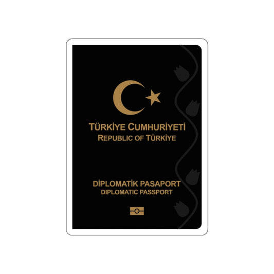 Turkish Passport (Diplomatic) STICKER Vinyl Die-Cut Decal-White-The Sticker Space