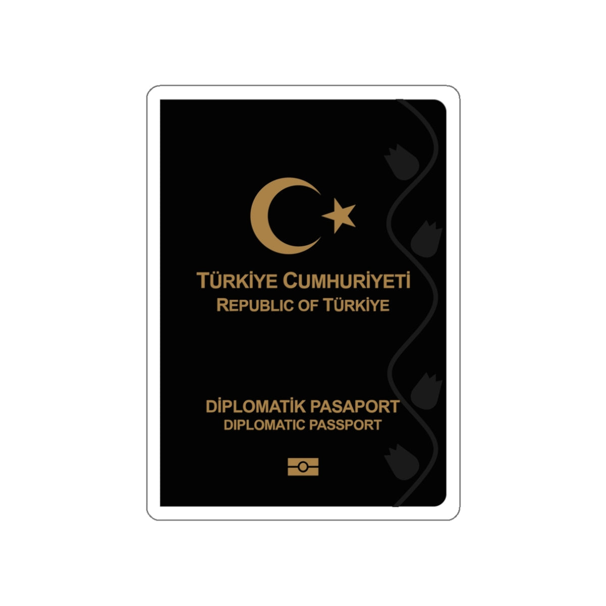 Turkish Passport (Diplomatic) STICKER Vinyl Die-Cut Decal-White-The Sticker Space