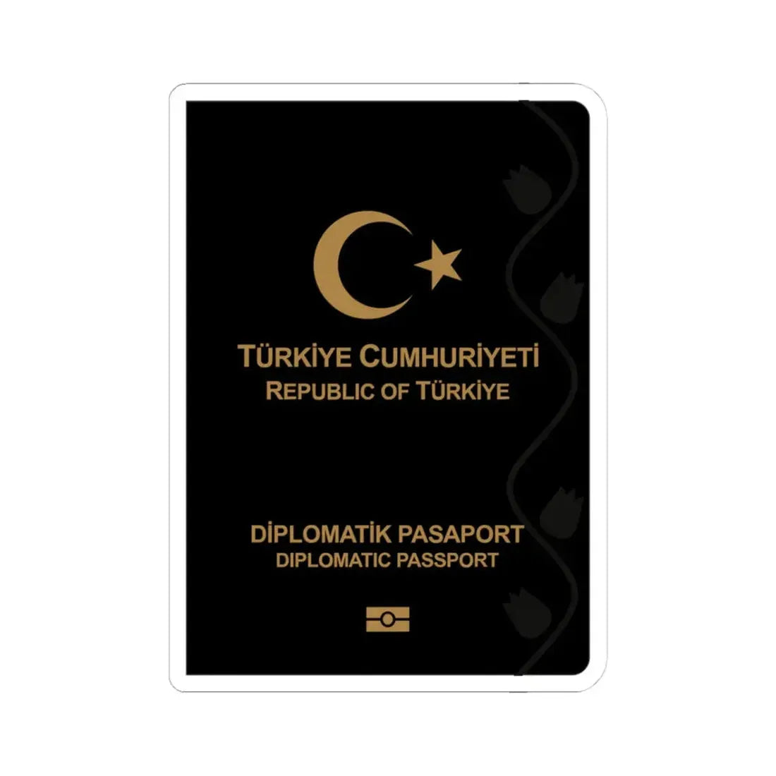 Turkish Passport (Diplomatic) - STICKER Vinyl Kiss-Cut Decal 3 Inch White - The Sticker Space