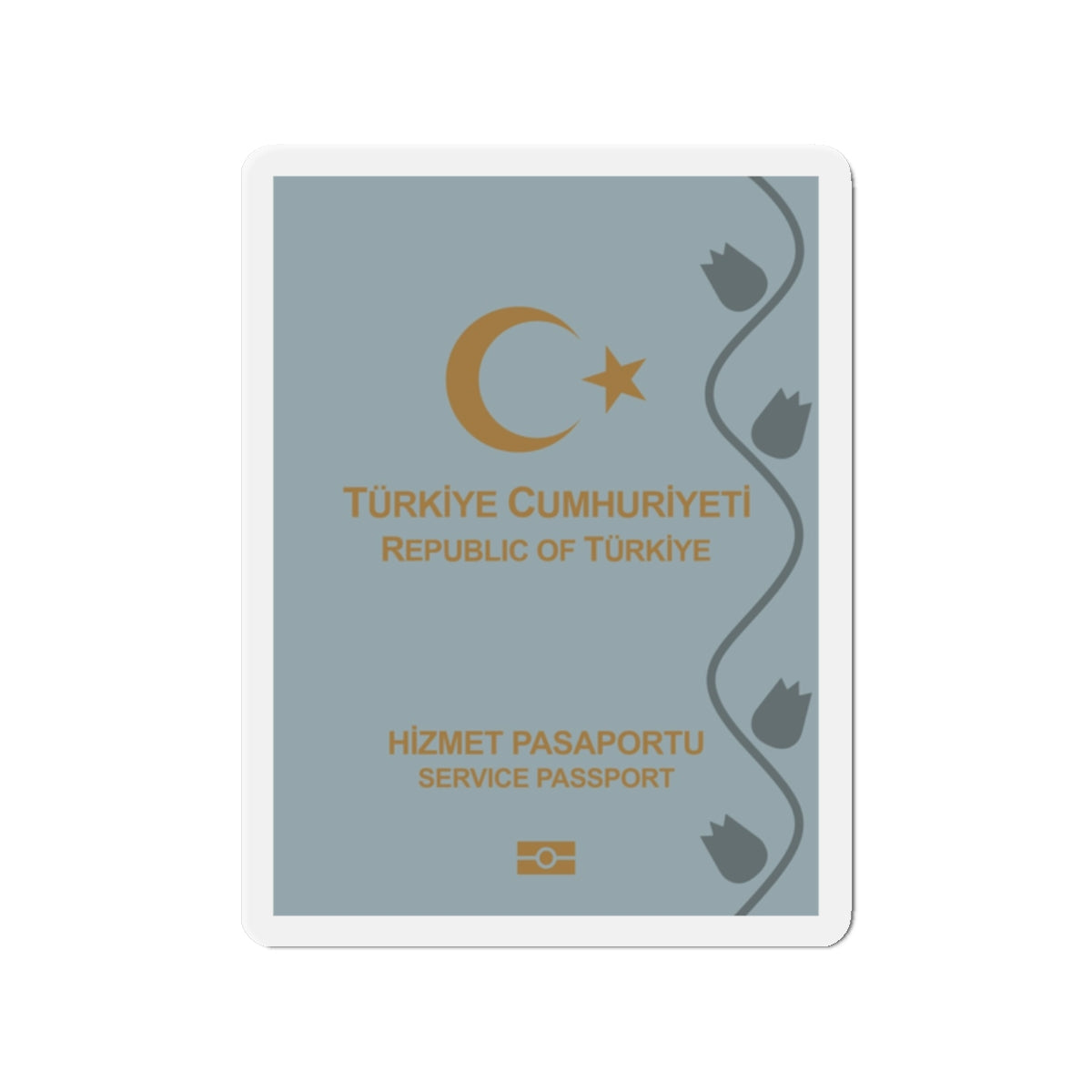 Turkish Passport (Service) - Die-Cut Magnet-2" x 2"-The Sticker Space