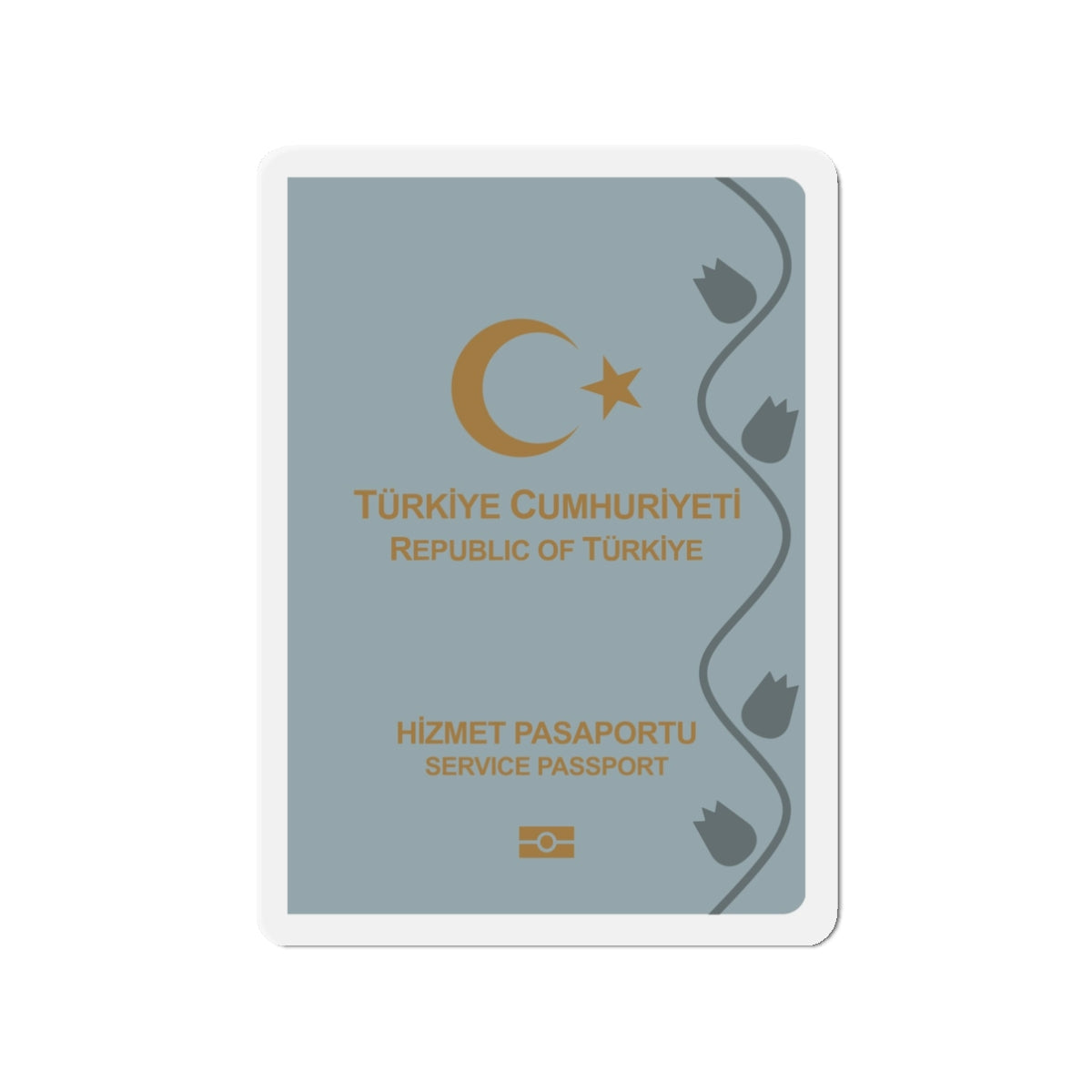Turkish Passport (Service) - Die-Cut Magnet-3" x 3"-The Sticker Space