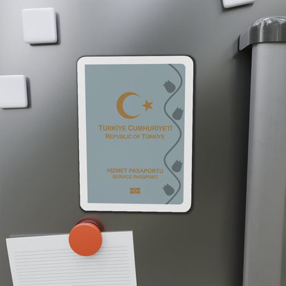 Turkish Passport (Service) - Die-Cut Magnet-The Sticker Space