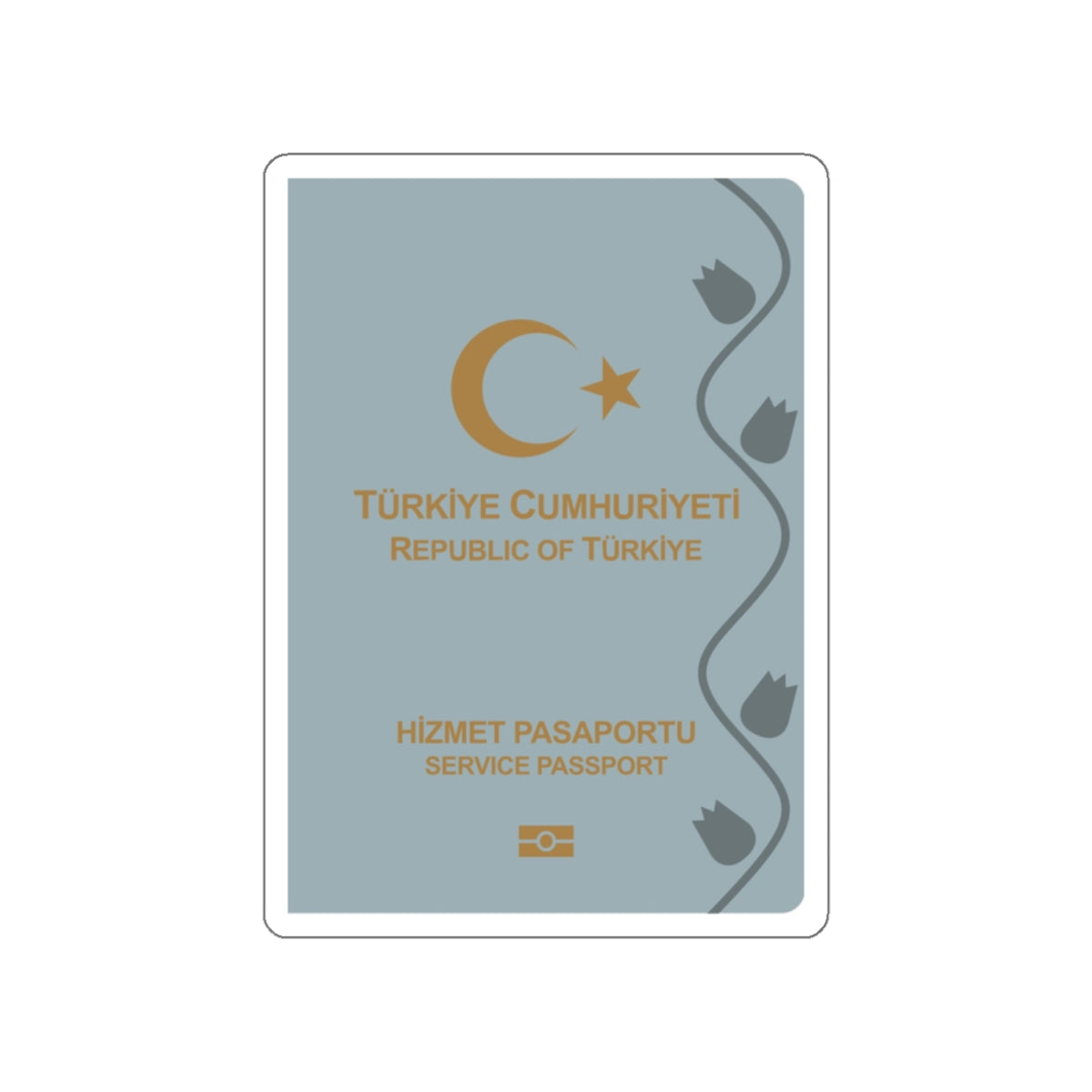 Turkish Passport (Service) STICKER Vinyl Die-Cut Decal-White-The Sticker Space