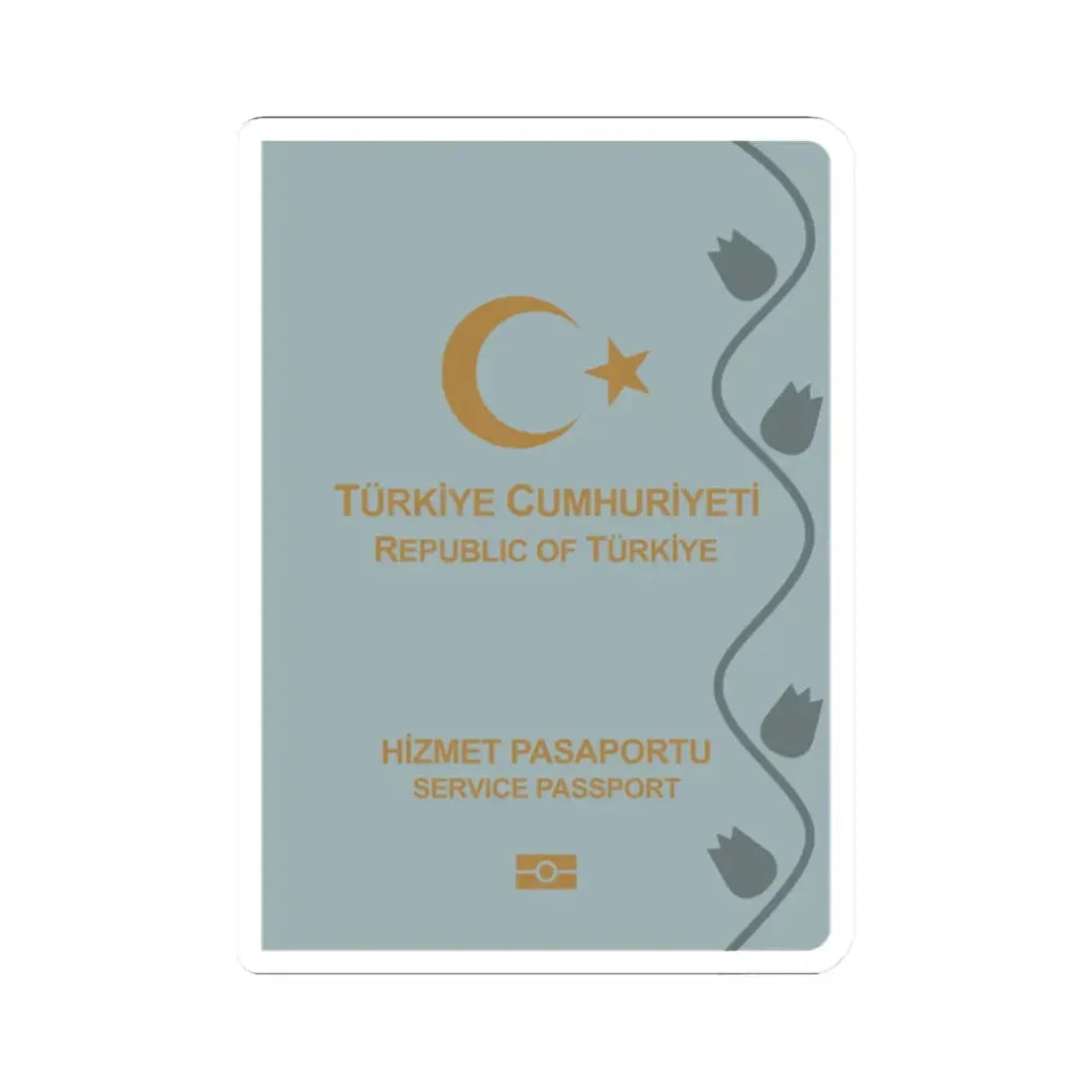 Turkish Passport (Service) - STICKER Vinyl Kiss-Cut Decal 2 Inch White - The Sticker Space