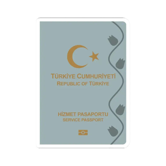 Turkish Passport (Service) - STICKER Vinyl Kiss-Cut Decal 2 Inch White - The Sticker Space