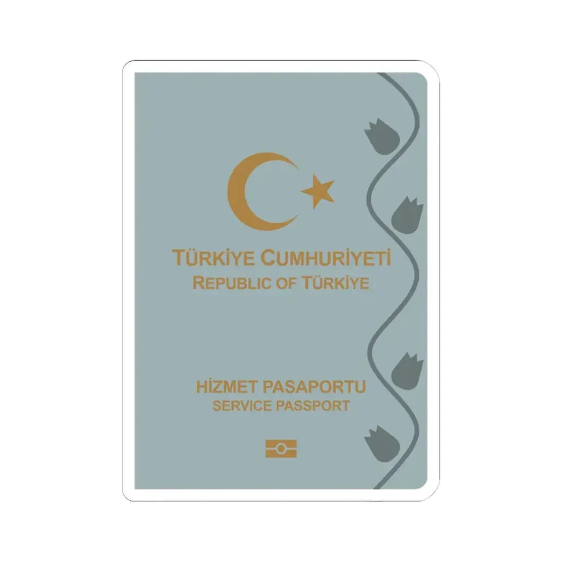 Turkish Passport (Service) - STICKER Vinyl Kiss-Cut Decal 3 Inch White - The Sticker Space